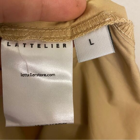 Lattelier Tailored shirt dress oversize tan button utility
lagenlook cotton L - Picture 8 of 13